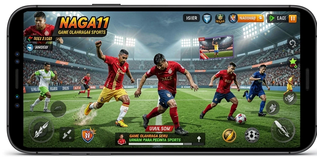 Screenshot NAGA11 menampilkan aksi seru dalam pertandingan olahraga.