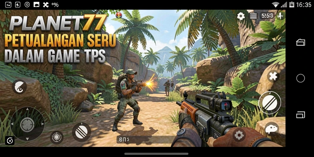 Tampilan gameplay PLANET77 yang seru dan mendebarkan dalam genre TPS.